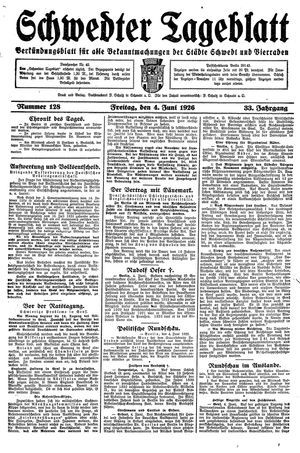 Schwedter Tageblatt vom 04.06.1926