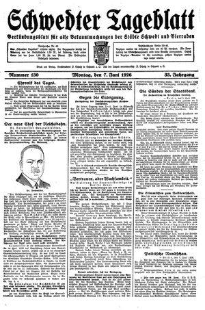 Schwedter Tageblatt vom 07.06.1926