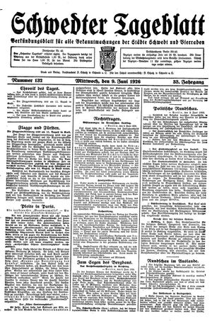 Schwedter Tageblatt vom 09.06.1926