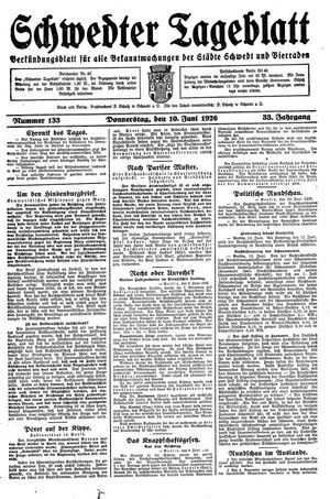 Schwedter Tageblatt vom 10.06.1926