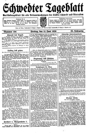 Schwedter Tageblatt vom 11.06.1926