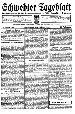 Schwedter Tageblatt vom 17.06.1926