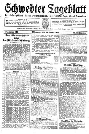 Schwedter Tageblatt on Jun 21, 1926