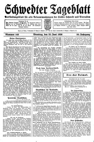 Schwedter Tageblatt vom 22.06.1926