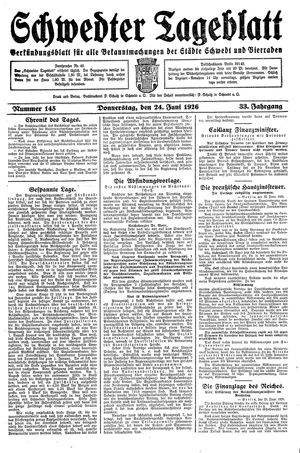 Schwedter Tageblatt on Jun 24, 1926