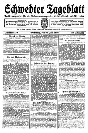 Schwedter Tageblatt vom 30.06.1926