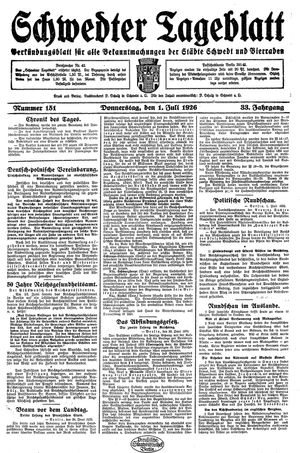 Schwedter Tageblatt vom 01.07.1926