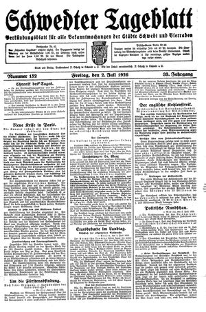 Schwedter Tageblatt vom 02.07.1926