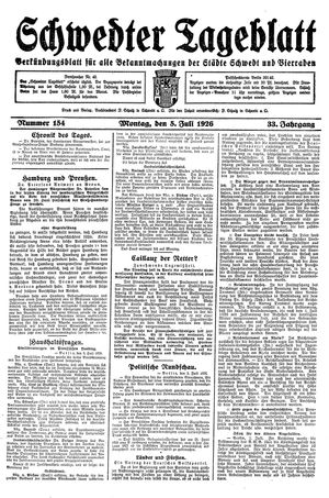 Schwedter Tageblatt vom 05.07.1926