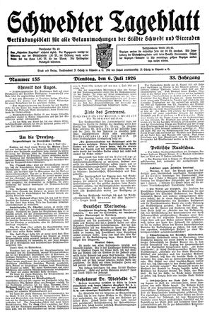 Schwedter Tageblatt vom 06.07.1926