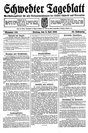 Schwedter Tageblatt vom 09.07.1926