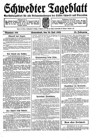 Schwedter Tageblatt vom 10.07.1926