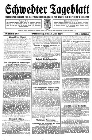 Schwedter Tageblatt vom 15.07.1926