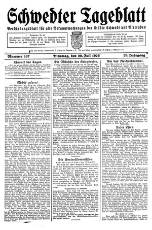 Schwedter Tageblatt vom 20.07.1926
