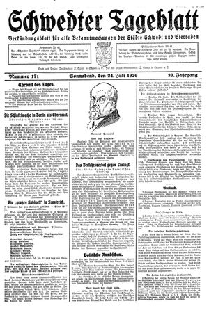 Schwedter Tageblatt vom 24.07.1926