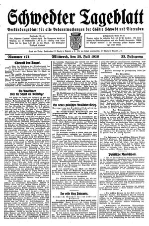 Schwedter Tageblatt vom 28.07.1926