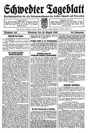 Schwedter Tageblatt vom 10.08.1926