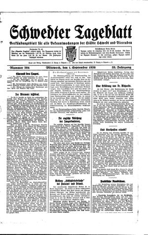 Schwedter Tageblatt vom 01.09.1926