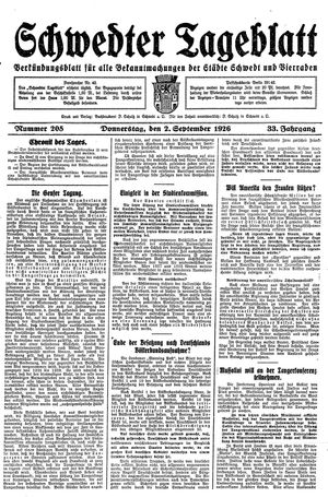 Schwedter Tageblatt on Sep 2, 1926