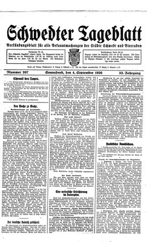 Schwedter Tageblatt vom 04.09.1926