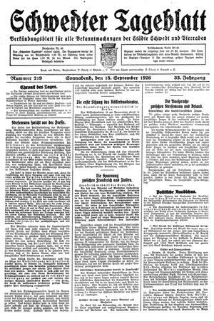 Schwedter Tageblatt vom 18.09.1926