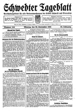 Schwedter Tageblatt vom 20.09.1926
