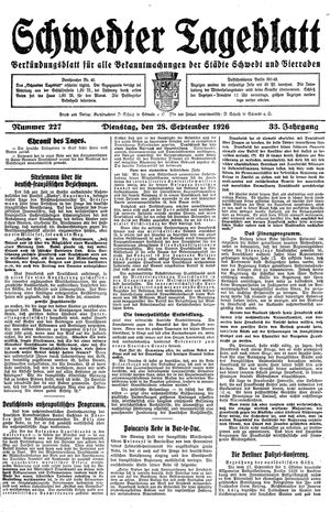 Schwedter Tageblatt vom 28.09.1926