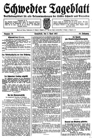Schwedter Tageblatt vom 02.04.1927