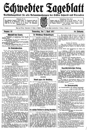 Schwedter Tageblatt vom 07.04.1927