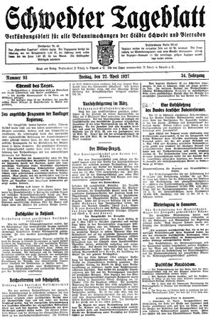 Schwedter Tageblatt on Apr 22, 1927