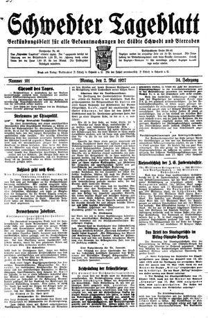Schwedter Tageblatt vom 02.05.1927