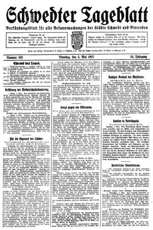 Schwedter Tageblatt on May 3, 1927