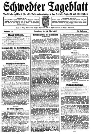 Schwedter Tageblatt vom 14.05.1927