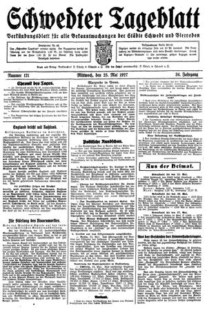 Schwedter Tageblatt vom 25.05.1927