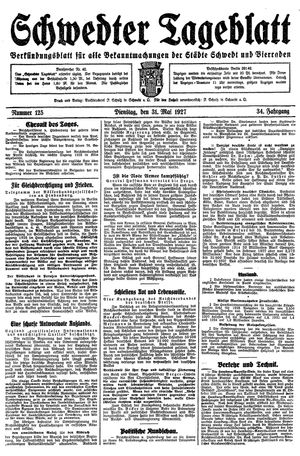 Schwedter Tageblatt vom 31.05.1927
