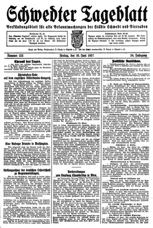 Schwedter Tageblatt vom 10.06.1927