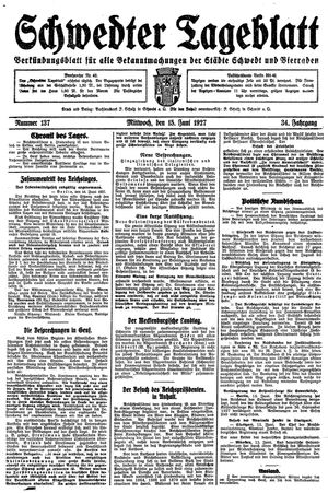 Schwedter Tageblatt vom 15.06.1927