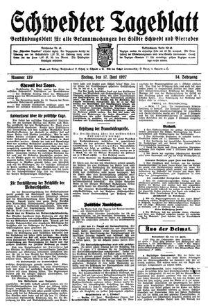 Schwedter Tageblatt vom 17.06.1927