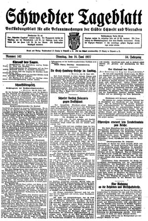 Schwedter Tageblatt vom 21.06.1927