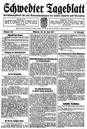 Schwedter Tageblatt vom 29.06.1927