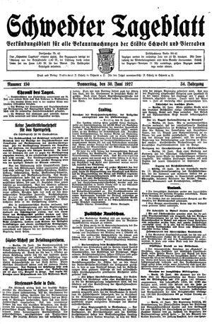Schwedter Tageblatt vom 30.06.1927