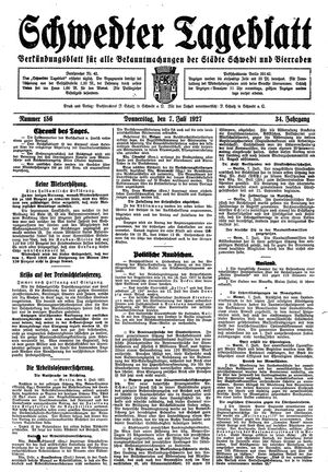 Schwedter Tageblatt vom 07.07.1927