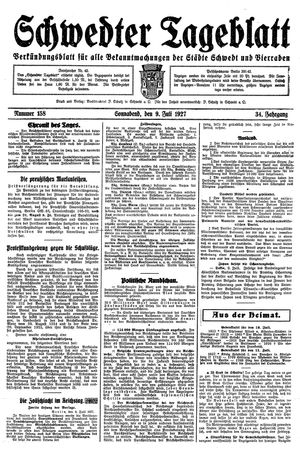 Schwedter Tageblatt vom 09.07.1927