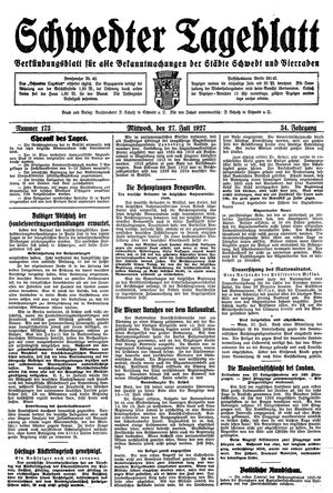 Schwedter Tageblatt vom 27.07.1927
