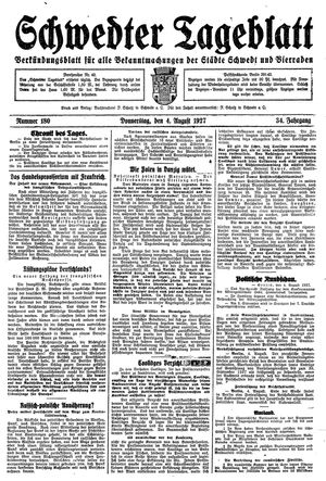 Schwedter Tageblatt vom 04.08.1927