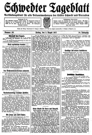 Schwedter Tageblatt on Aug 5, 1927