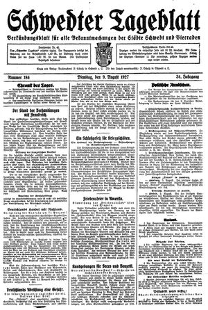 Schwedter Tageblatt vom 09.08.1927