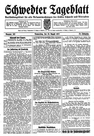 Schwedter Tageblatt vom 18.08.1927