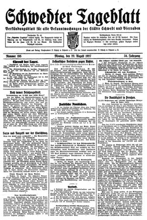 Schwedter Tageblatt vom 22.08.1927