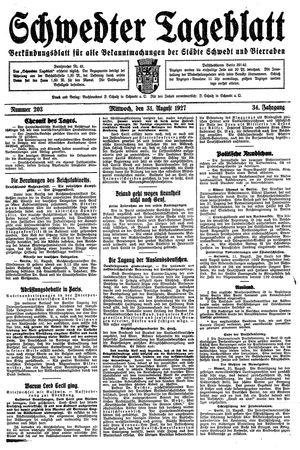 Schwedter Tageblatt vom 31.08.1927